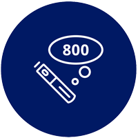 An icon illustrating a pen with a bubble showing the number 800.